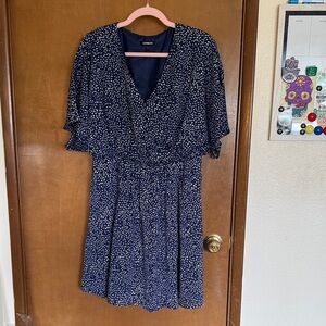 Express Navy and White Polka Dot Mini Dress